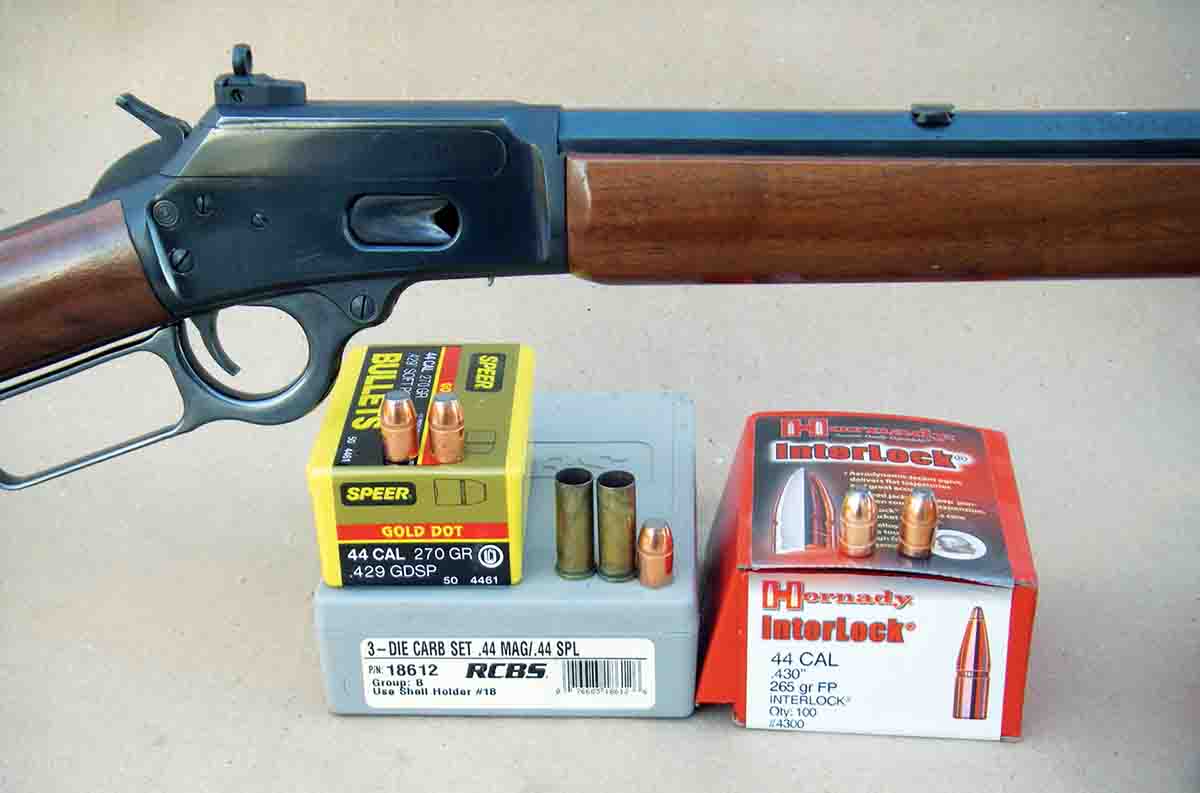 Marlin’s Model 1894 .44 Magnum features a 1:38 rifling twist, which will stabilize Hornady’s 265-grain InterLock FP and Speer 270-grain Gold Dot (now Deep Curl) bullets.